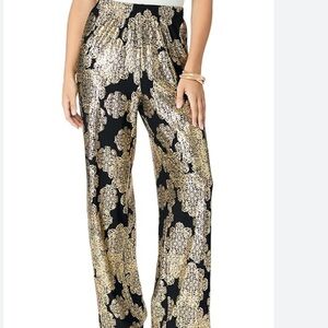 Women's Black and Gold Casual Pants